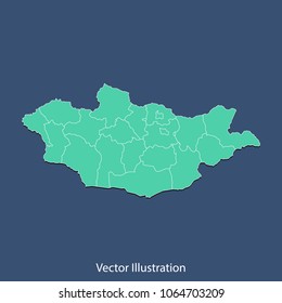 Mongolia map - High detailed color map of Mongolia. flat design style, clean and modern.Vector illustration eps 10