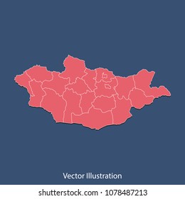 Mongolia map - High detailed color map of Mongolia. flat design style, clean and modern. Vector illustration eps 10