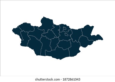 mongolia map High Detailed on white background.