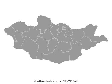 mongolia map. High detailed map of mongolia on white background. Vector illustration eps 10.