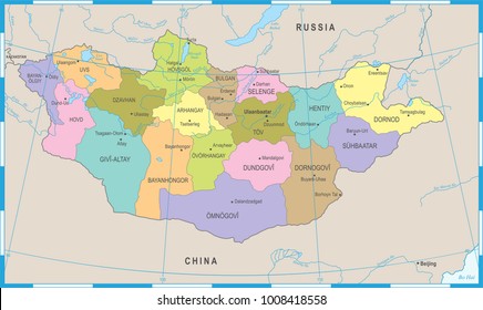 Mongolia Map - High Detailed Vector Illustration