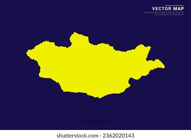Mongolia map - High Detailed. Yellow color on dark background. Abstract design vector.
