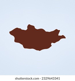 Mongolia map icon. Country shape on radiant striped gradient background. Mongolia vibrant poster. Trendy vector illustration.