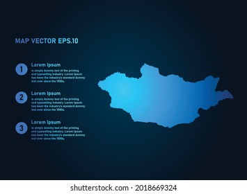 Mongolia map, infographic style , on dark background with Map World. Wire frame 3D mesh , map 3D,