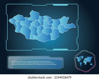 Mongolia Map infographic technology blue Color element collection background