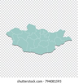 Mongolia map isolated on transparent background. Vector illustration eps 10.