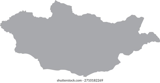 Mongolia Map Isolated Silhouette Grey Vector Map Editable