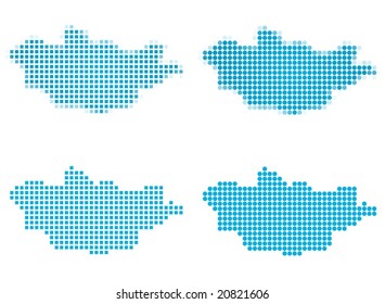 Mongolia map mosaic set. Isolated on white background.