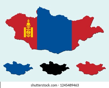 Mongolia map with national flag decoration