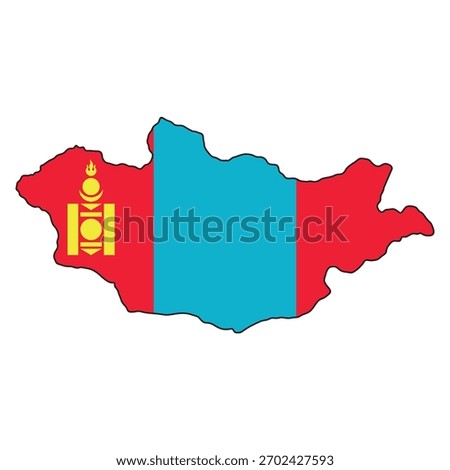 Mongolia map with national flag overlay, Soyombo symbol patriotic design