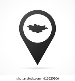 Mongolia Map on location pin. Map pointer isolated on a white background.
Conceptual vector illustration.