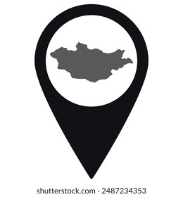 Mongolia map. Map of Mongolia on map pin icon black color isolated