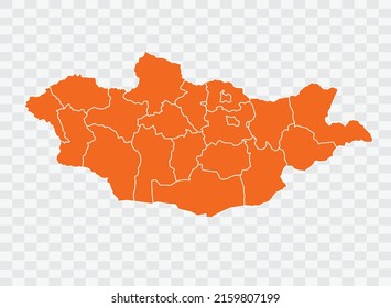 Mongolia Map orange Color on White Backgound  illustration eps 10