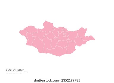Mapa de Mongolia - Estilo abstracto rosado aislado en fondo blanco para infografía, vector de diseño.