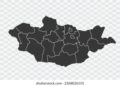 Mongolia Map Shadow Color on White Background quality files Png