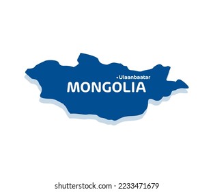 Mongolia, map silhouette  with capital Ulaanbaatar logo design. Simplified geographical map of Mongolia. World map, infographic elements vector design and illustration.