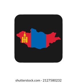 Silueta de mapa de Mongolia con bandera sobre fondo negro