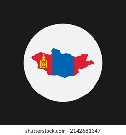 Mongolia map silhouette with flag on white background