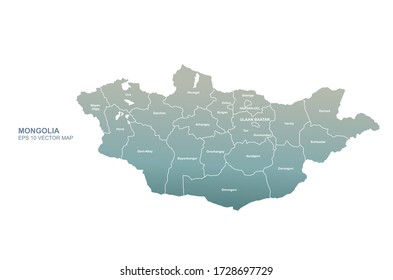 mongolia map. vector map of mongolia in asia country.