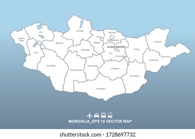 mongolia map. vector map of mongolia in asia country.