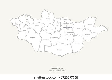 mongolia map. vector map of mongolia in asia country.