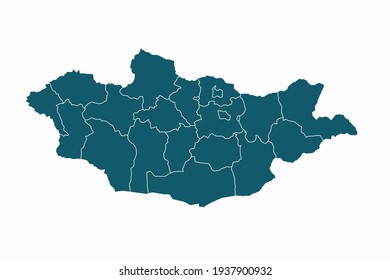Mongolia map vector. blue color on white background.