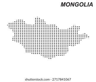 Vector de mapas de Mongolia, Asia Oriental Patrón de puntos de Country Formas en blanco y negro, Plantilla de infografía de Mongolia, EPS editable Geografía de Mongolia