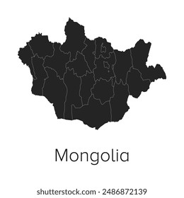 Mongolia Map Vector Illustration - Silhouette, Outline, Mongolia Travel and Tourism Map