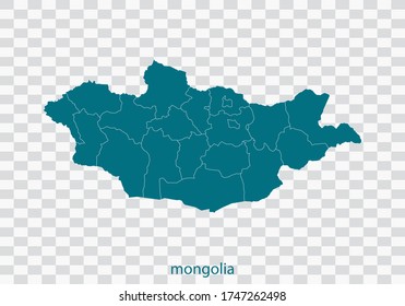 mongolia map vector, isolated teal color on transparent background
