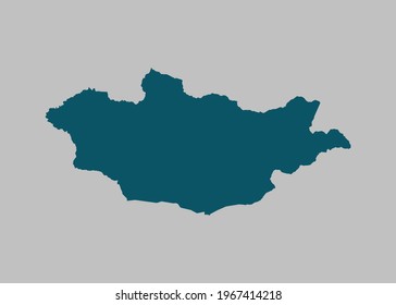 Mapa vectorial de Mongolia, no color azul marino aislado en fondo gris