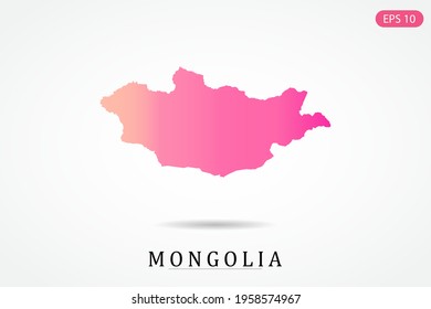 Mongolia Map - World Map International vector template with Pink gradient color isolated on white background - Vector illustration eps 10
