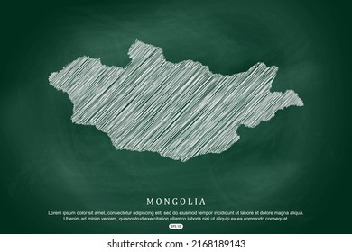 Mongolia Map - World Map International vector template with white outline graphic sketch and old school style  isolated on Green Chalkboard background - Vector illustration eps 10