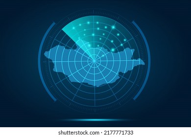 Mongolia Map - World Map International vector template with futuristic circle radar style HUD, GUI, UI interface isolated on blue background for design, infographic - Vector illustration eps 10