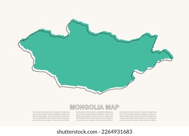 Mongolia Map - World map International vector template with black and green geometric shapes and lines style isolated on white background for design, infographic, website - Vector illustration eps 10