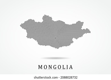 Mongolia Map - World map vector template with Black dots, grid, grunge, halftone style isolated on white background for education, infographic, design - Vector illustration eps 10