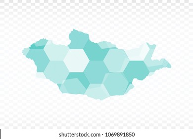 Mongolia map-Polygonal map is made of colorful hexagons using the gradient method. On a plain background. Vector illustration eps 10.