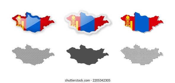 Mongolia - Maps Collection. Six maps of different designs. Set of vector illustrations