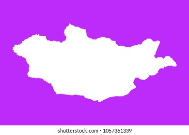 Mongolia map-White map on purple background. Each city and border has separately. Vector illustration eps 10.