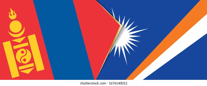 Mongolia and Marshall Islands flags, two vector flags symbol of relationship or confrontation.