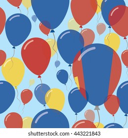 Mongolia National Day Flat Seamless Pattern. Flying Celebration Balloons in Colors of Mongolian Flag. Mongolia Patriotic Background with Celebration Balloons.