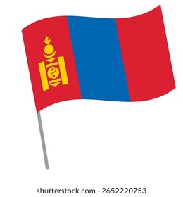 Mongolia national flag flutters with flagpole
