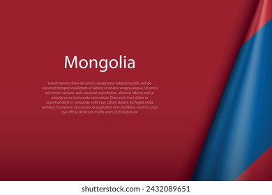 Bandera nacional de Mongolia aislada sobre fondo oscuro con copyspace