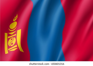 Mongolia national flag. Patriotic symbol in official country colors. Illustration of Asian state flag. Vector icon