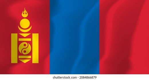 Mongolei-Nationalflagge, weicher Wellenhintergrund