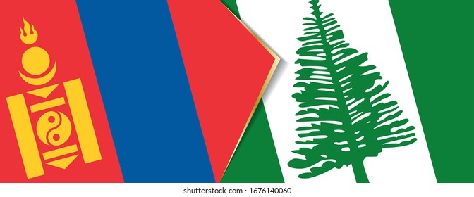 Mongolia and Norfolk Island flags, two vector flags symbol of relationship or confrontation.