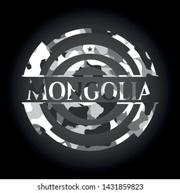 Mongolia on grey camo texture