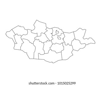 mongolia outline map. detailed isolated vector country border contour map on white background.