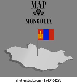 Mongolia outline world map silhouette vector illustration, creative design background, national country flag, objects, element, symbols from countries all continents set. 