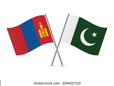 Mongolia and Pakistan flags. Vector illustration.