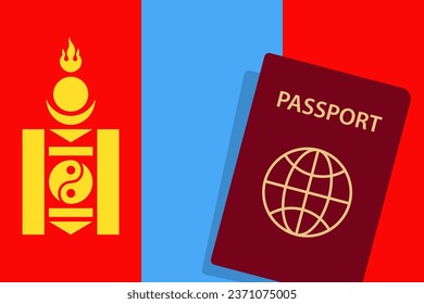 Mongolia Passport. Mongolian Flag Background Vector